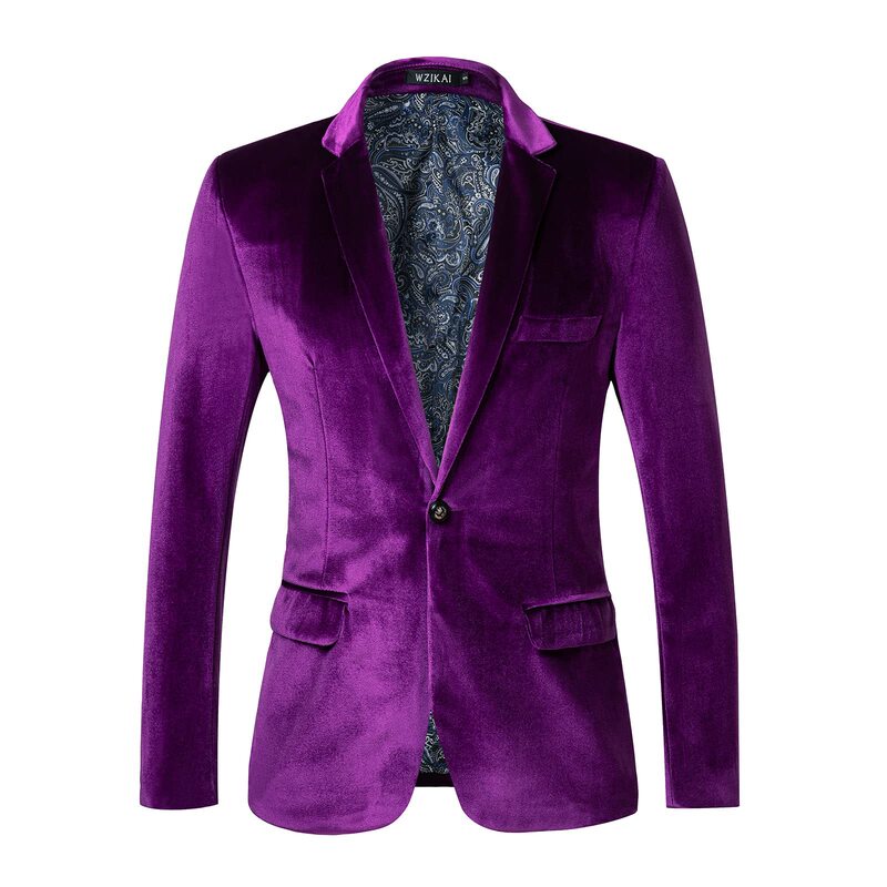 Cross Border AliExpress Men's Velvet Blazer Slim Fit Fashion Blazer for Wedding Prom Night