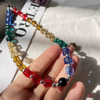 超闪亮彩色人造水晶ccd相机手绳diy珠子手机链挂绳高级小众防丢链