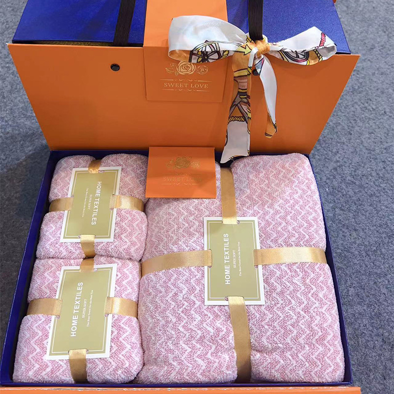 Wholesale Coral Velvet Towel Bath Towel Set Corrugated Towel Household Bath Towel Set Gift Box Wedding