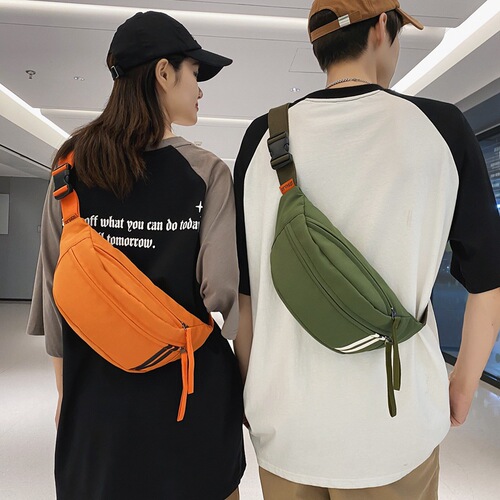 Chest Bag Women's Trendy Canvas Small Bag  New Casual Versatile Backpack Men's Waist Bag Sports Running Crossbody Bag