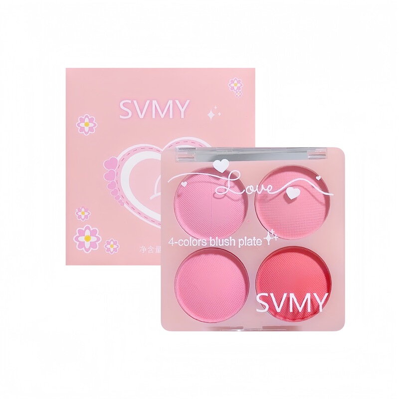 SVMY 4 色ブラッシュホワイトニングナチュラルヌードメイクアップカラーエクスパンディングカラーコントゥアリングパレットマットブラッシュパープルルージュパレット 7.2 グラム|undefined