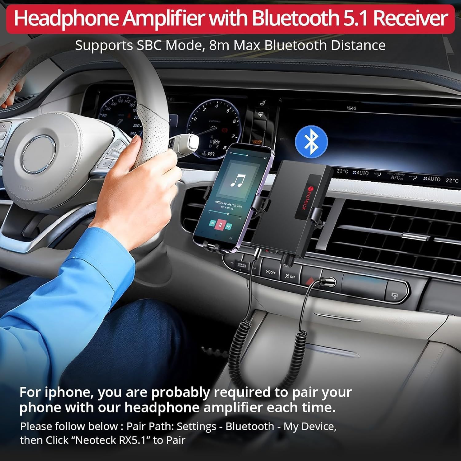 Neoteck Portable 3.5mm Headphone Amplifier with Bluetooth 5. 3