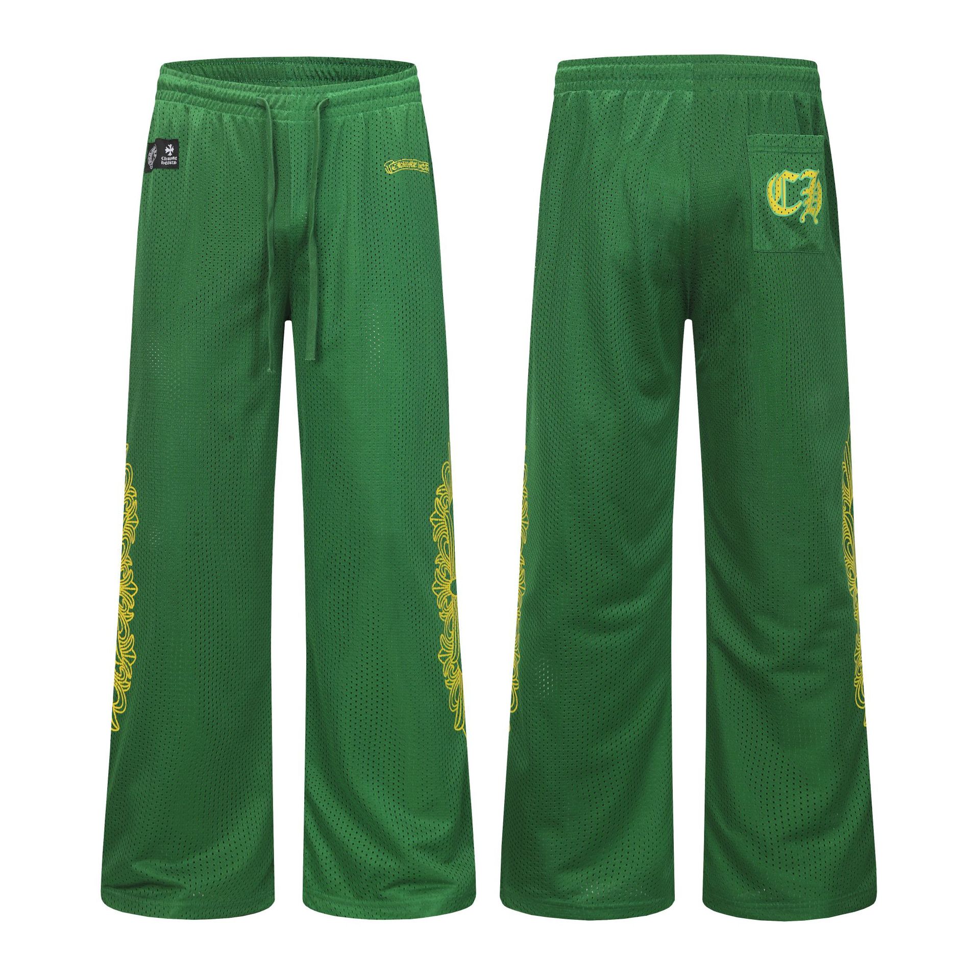 Chrome Hearts Pants Floral Mesh Jersey Green Gold