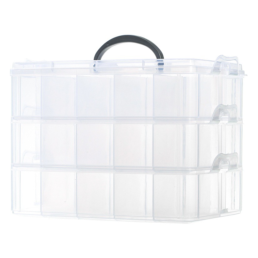 固定大三層pp 18格手提げ収納箱金物工具セット整理箱レゴ玩具収納箱