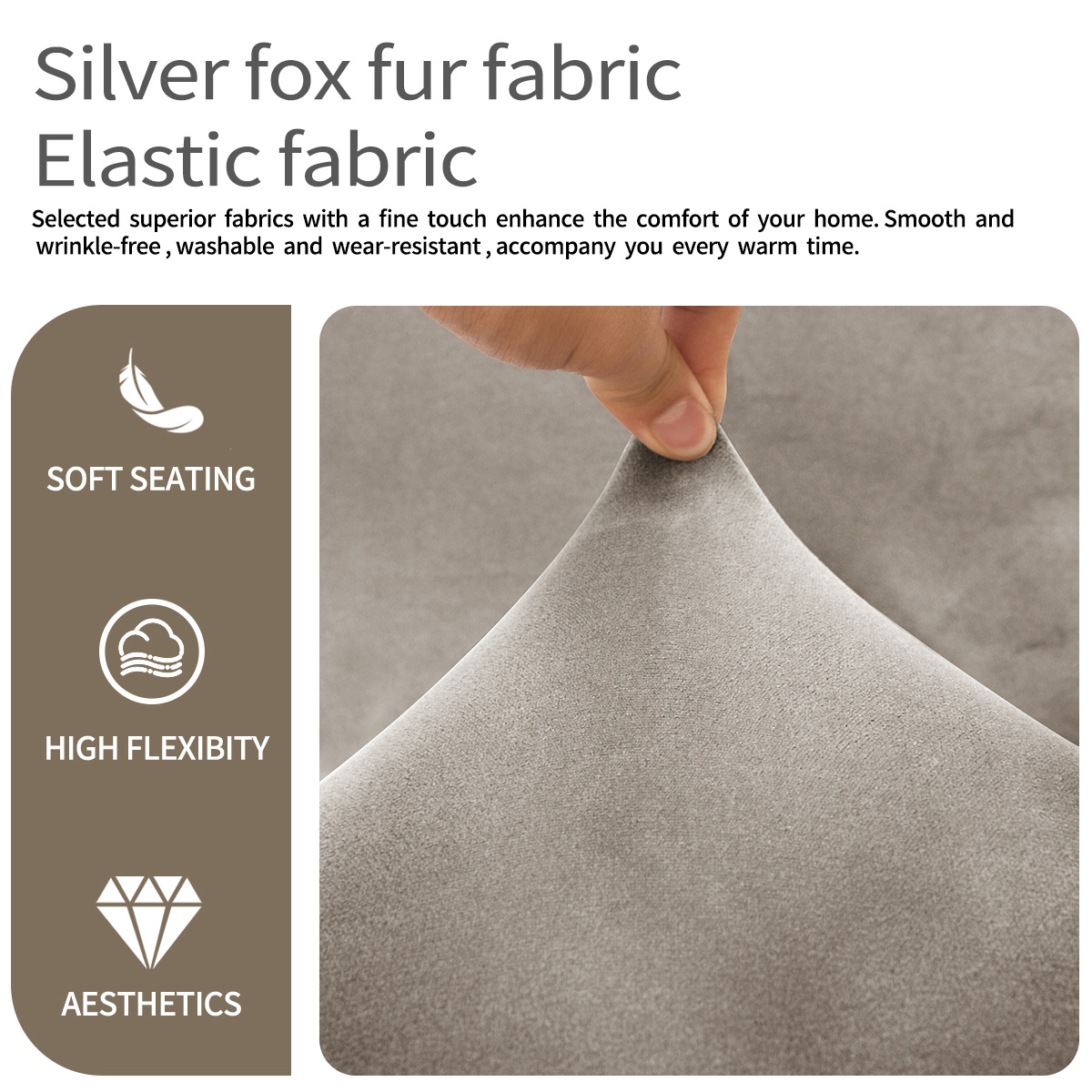 Transfronterizo spot al por mayor de color sólido elástico plata de lana de Fox Chivas sofá cubierta todo incluido grueso Chivas sillón cubierta