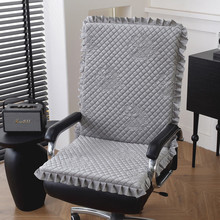 坐垫带靠背连体毛绒椅子垫加厚防滑可拆洗实木单人海绵沙发垫冬季