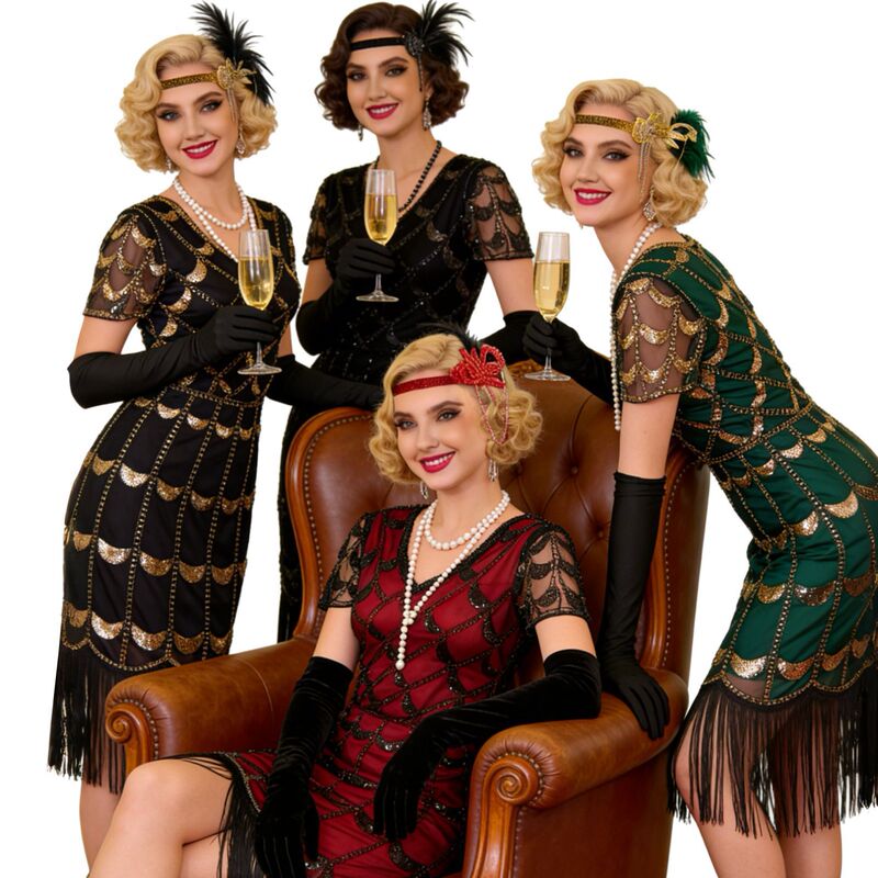 European and American Cross-Border 1920S Gatsby Sequin Dress Prom Party Latin Dance Dress Retro Tassel Clothing