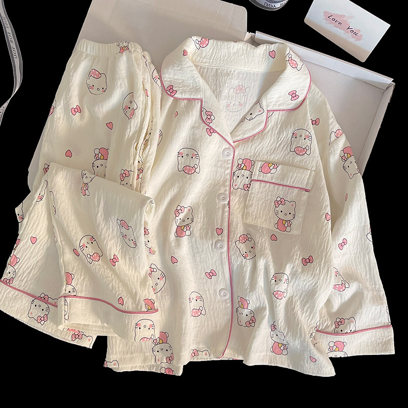 儿童睡衣女童春秋款云朵棉长袖套装中大童公主女孩家居服套装|undefined
