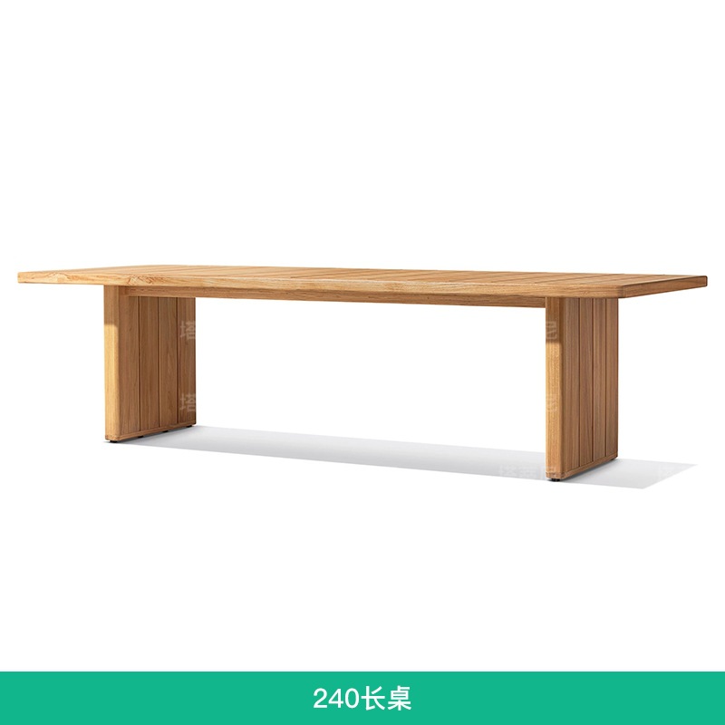 Mesa y sillas de madera maciza al aire libre patio villa terraza mesa larga de madera hotel jardín alojamiento residencial impermeable tablas y sillas de teca solar