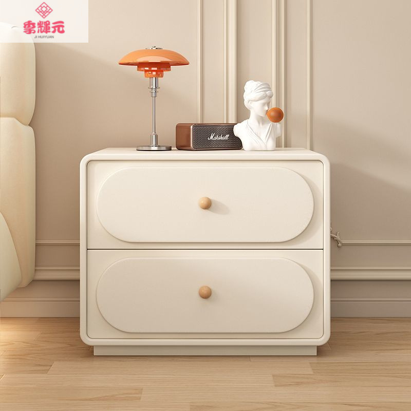 Cream-Style Solid Wood 2026 New Modern Minimalist Bedside Table, Light Luxury Internet-Famous Creative Bedroom Complete Bedside Cabinet
