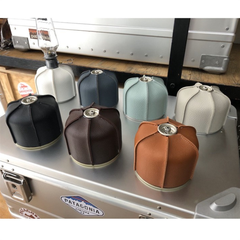 Camping lamp fuel tank gas tank protective cover stove Pu cover spot 450g outdoor camping flat gas tank leather cover