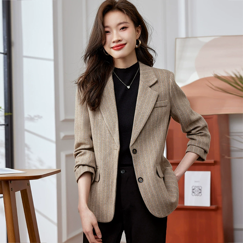 Short autumn suit for leisure, woolen jacket, for teenagers, Korean style