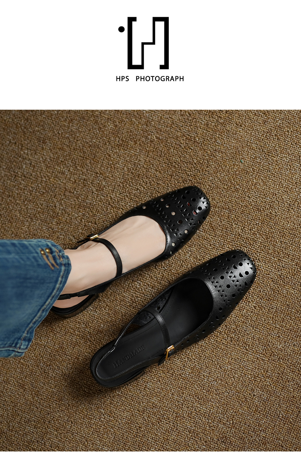 Sandal nữ hở mũi gót thấp quai ngang đế bệt — đen chi tiết 12
