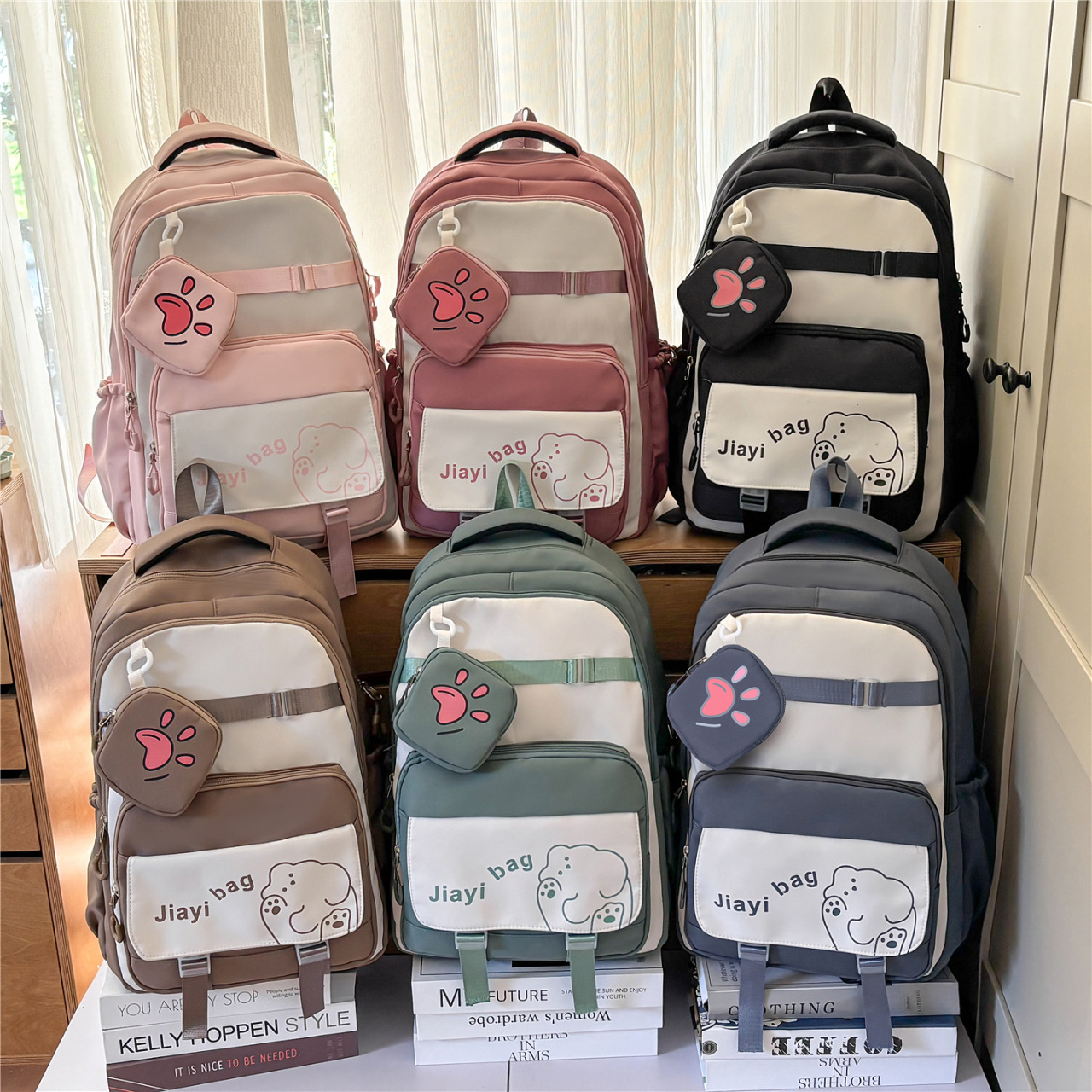 Bagos escolares de niñas ligeros de gran capacidad JIAYISTAR nuevos estudiantes de primaria y secundaria estilo de moda mochila image 1