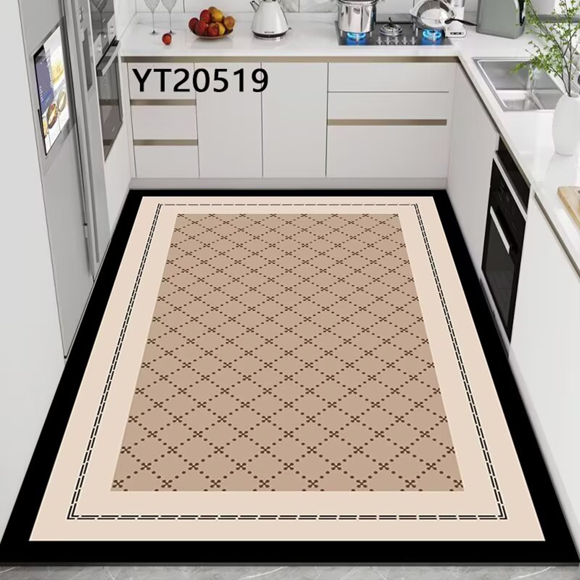 Erasable Kitchen Pvc Floor Mat, Non-Slip, Oil-Proof, Waterproof, Household Foot Mat, Entryway, Foyer, Anti-Dirt Leather Carpet