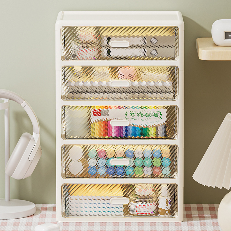 Assembly-Free Desktop Storage Cabinet Cosmetics Drawer A4 Paper Storage Box Multi-Layer Stationery Office Sundry Storage Shelf