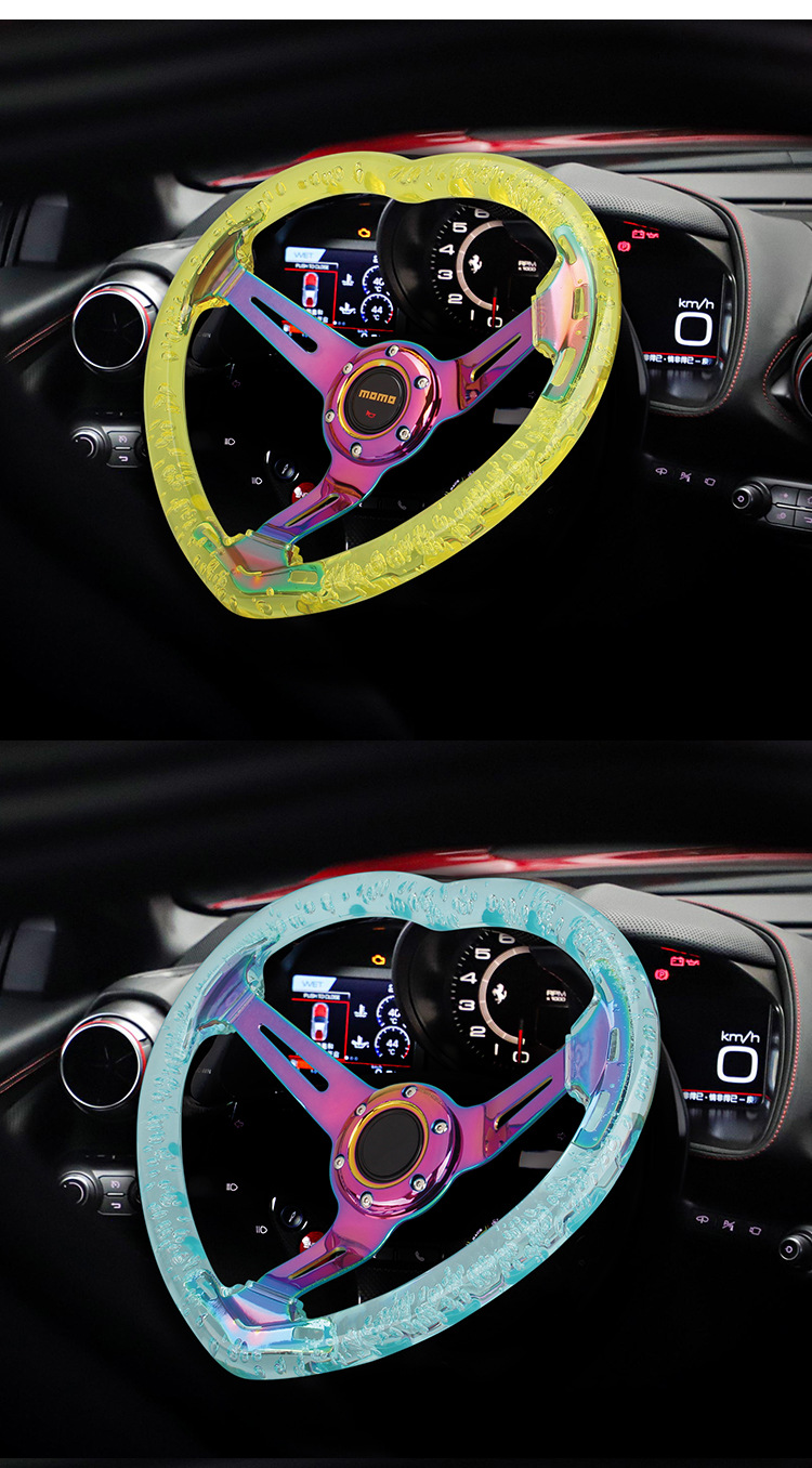 14inch Car Modification Acrylic Crystal Steering Wheel Transparent Racing Competition Quick Release Steering Wheel 350mm