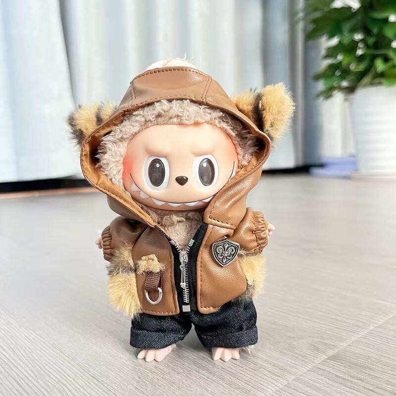 仅衣服] 一二代Labubu衣服挂件拉布布坐坐娃豹猫皮衣潮流酷炫套装|undefined