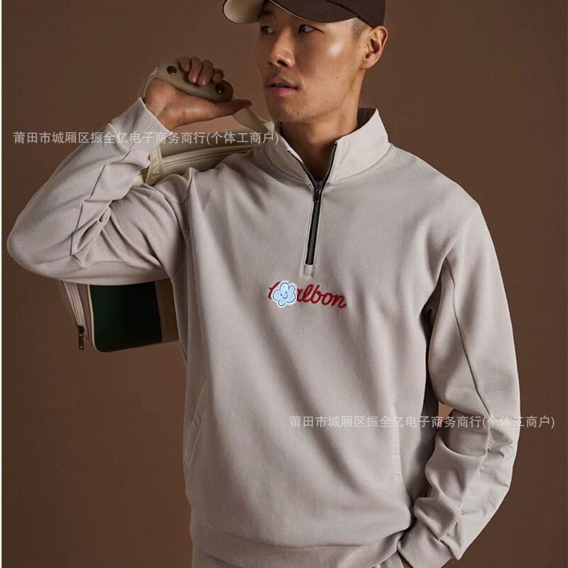 Korean Original Golf Clothing Top for Autumn and Winter, Men's Half-Zip Logo Versatile Sports Long-Sleeve Sweatshirt Cotton Korean Original Golf Clothing Top for Autumn and Winter, Men's Half-Zip Logo Versatile Sports Long-Sleeve Sweatshirt Cotton