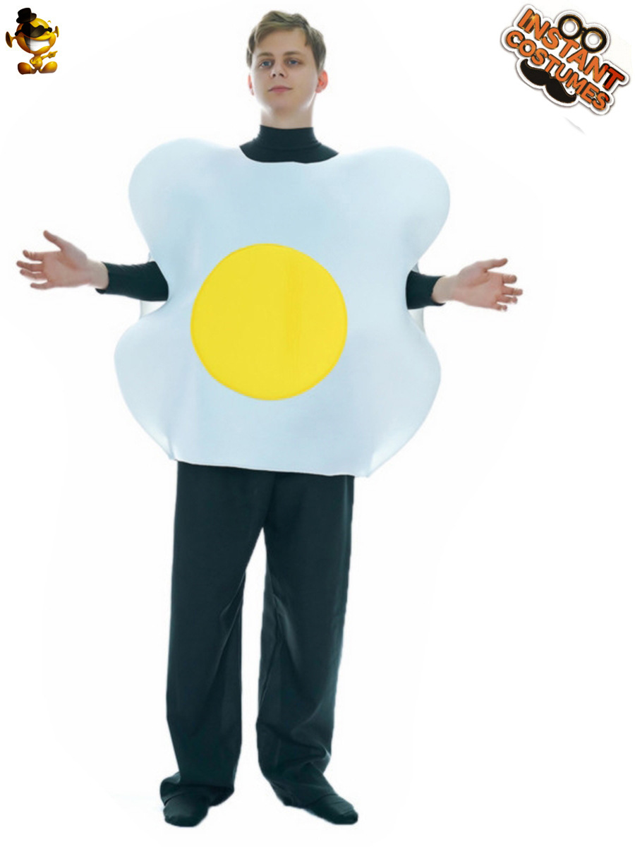 Adultos Halloween hombres y mujeres parodia huevo escalfado comida divertida esponja rendimiento etapa partido traje Cosplay