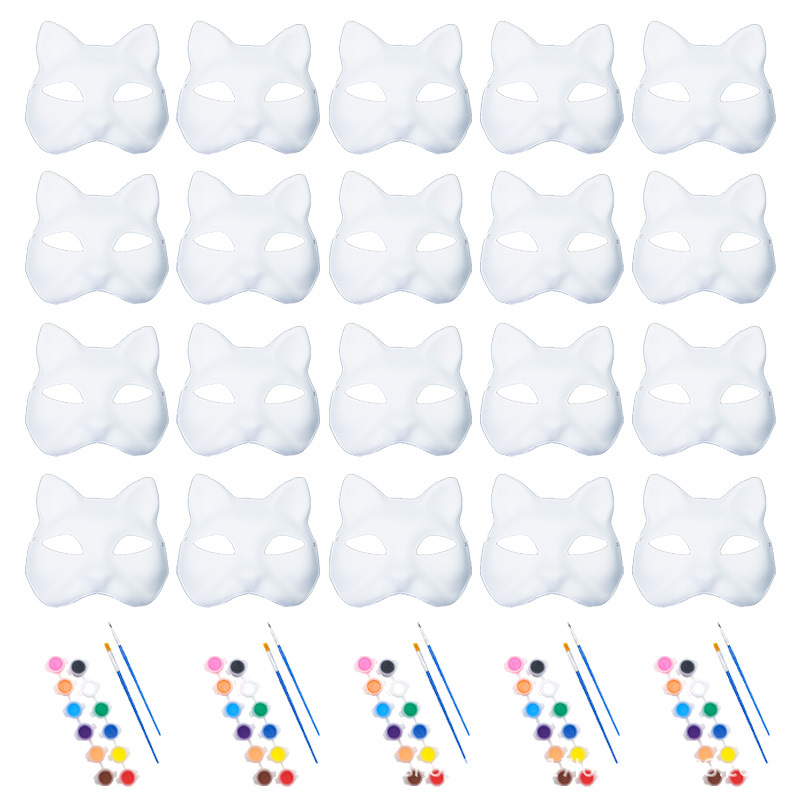 Amazon máscara de embrión blanco de venta en caliente máscara de pulpa DIY día de los niños dibujo padre-hijo props hechos a mano