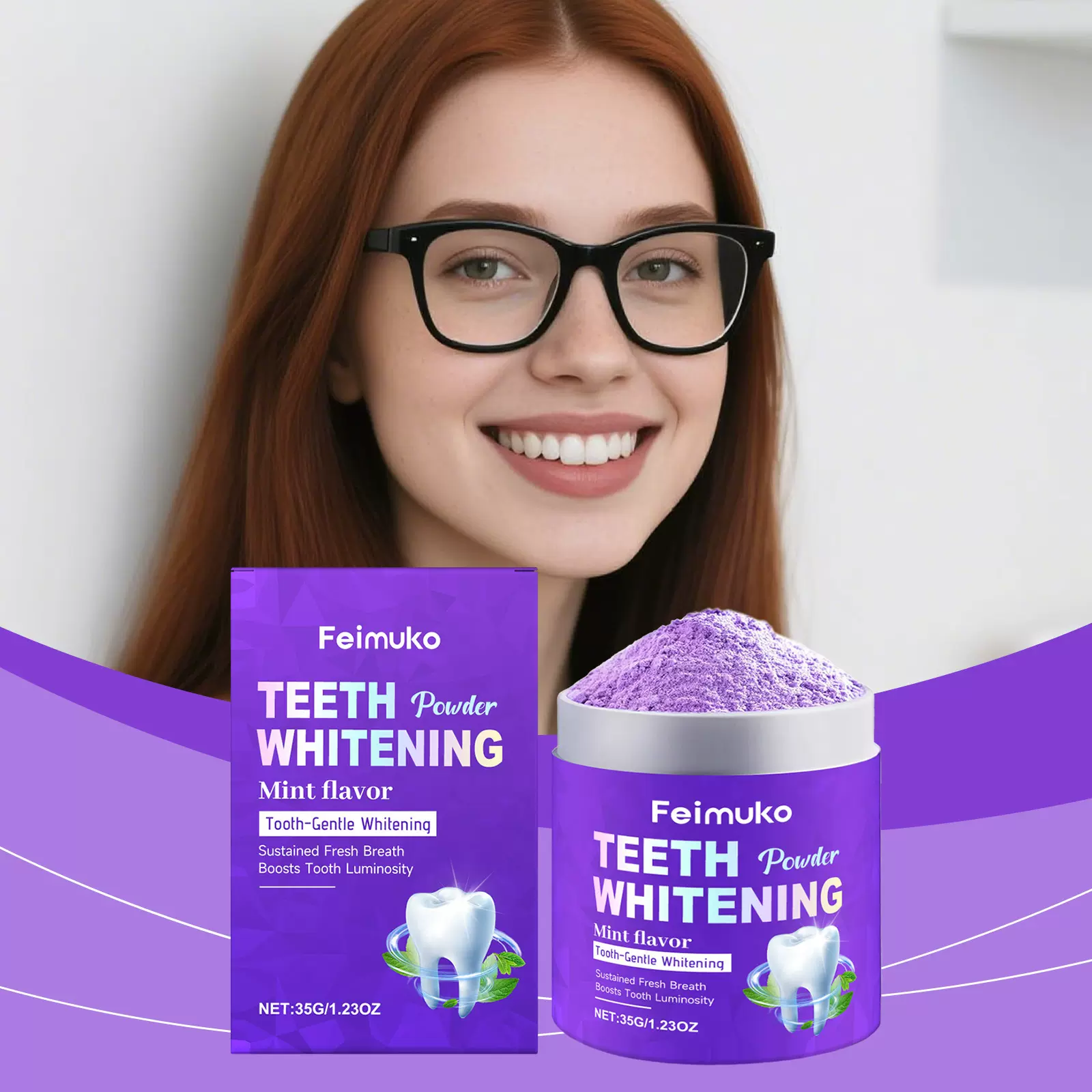 Feimuko亮泽护理牙粉 深层清洁牙齿口腔清新口气便携装温和不刺激