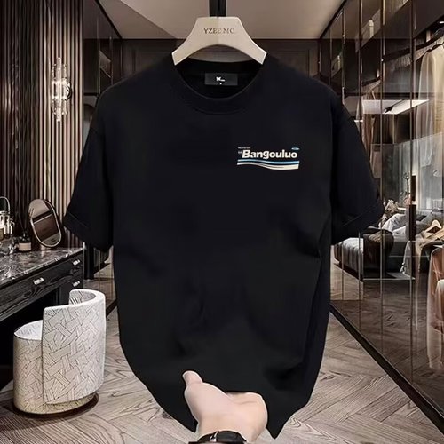 Summer heavy-duty pure cotton short-sleeve t-shirt for men, trendy brand, ins loose casual round neck printed shirt, Hong Kong-style fashion half-shirt