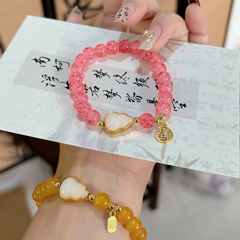 Hermano suave pulsera rosa de fresas mujeres nuevas lujosas nichos cuentas de calabaza joyas de mano