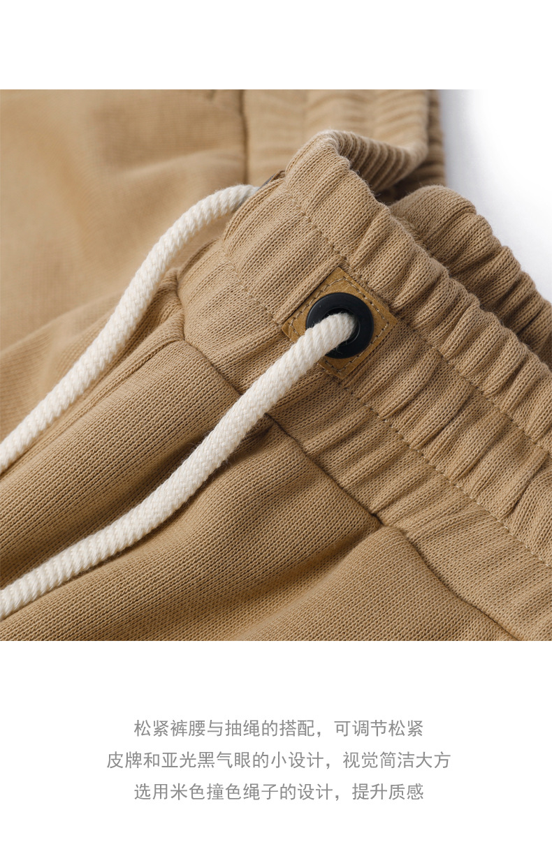 登爵男装 棉质日系复古重磅运动卫裤子 针织纯色螺纹束口小脚休