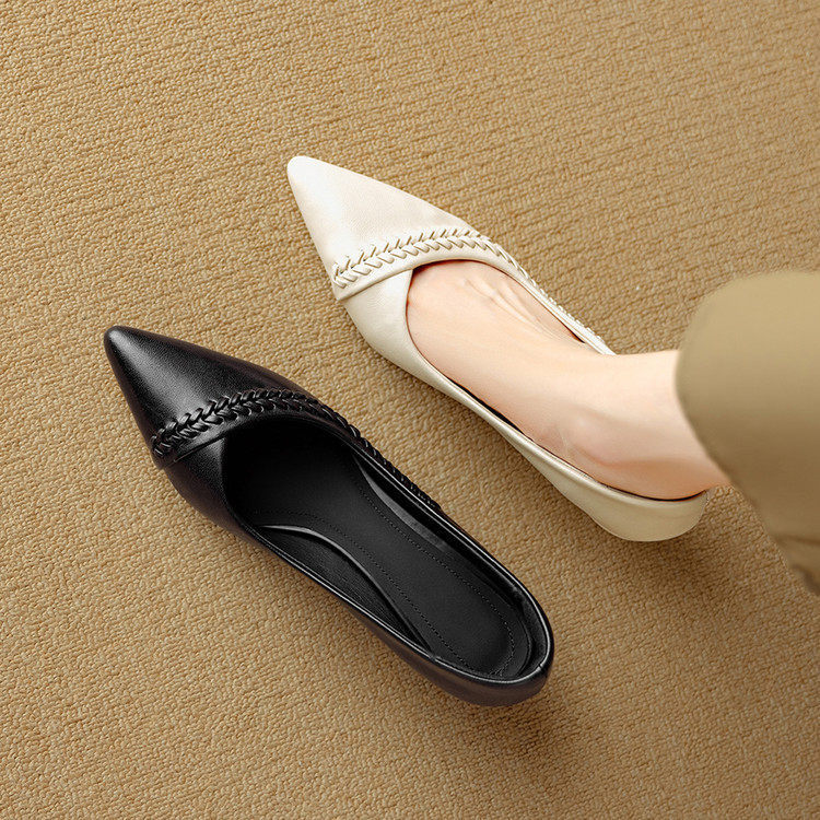 Spring and Autumn Pointed-Toe Stiletto Heels in Genuine Sheepskin, Versatile and Comfortable Women's Shoes, Fashionable and Elegant Mary Jane Slip-Ons Spring and Autumn Pointed-Toe Stiletto Heels in Genuine Sheepskin, Versatile and Comfortable Women's Shoes, Fashionable and Elegant Mary Jane Slip-Ons
