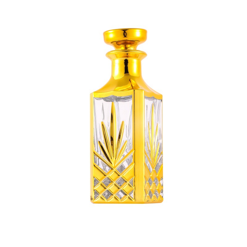 Botella de difusión de vidrio árabe botella de perfume 150ml botella de exhibición de aceite esencial chapado en oro botella de vidrio fragrante botella dividida