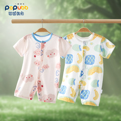 Baby one-piece short-sleeve summer thin A-class baby clothes cute mesh summer outfit pure cotton boneless crawl suit 0-1