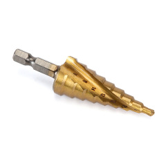 Pagoda drill bit 3-piece set hexagonal handle spiral groove metric titanium-plated punch hole expander step drill set step drill