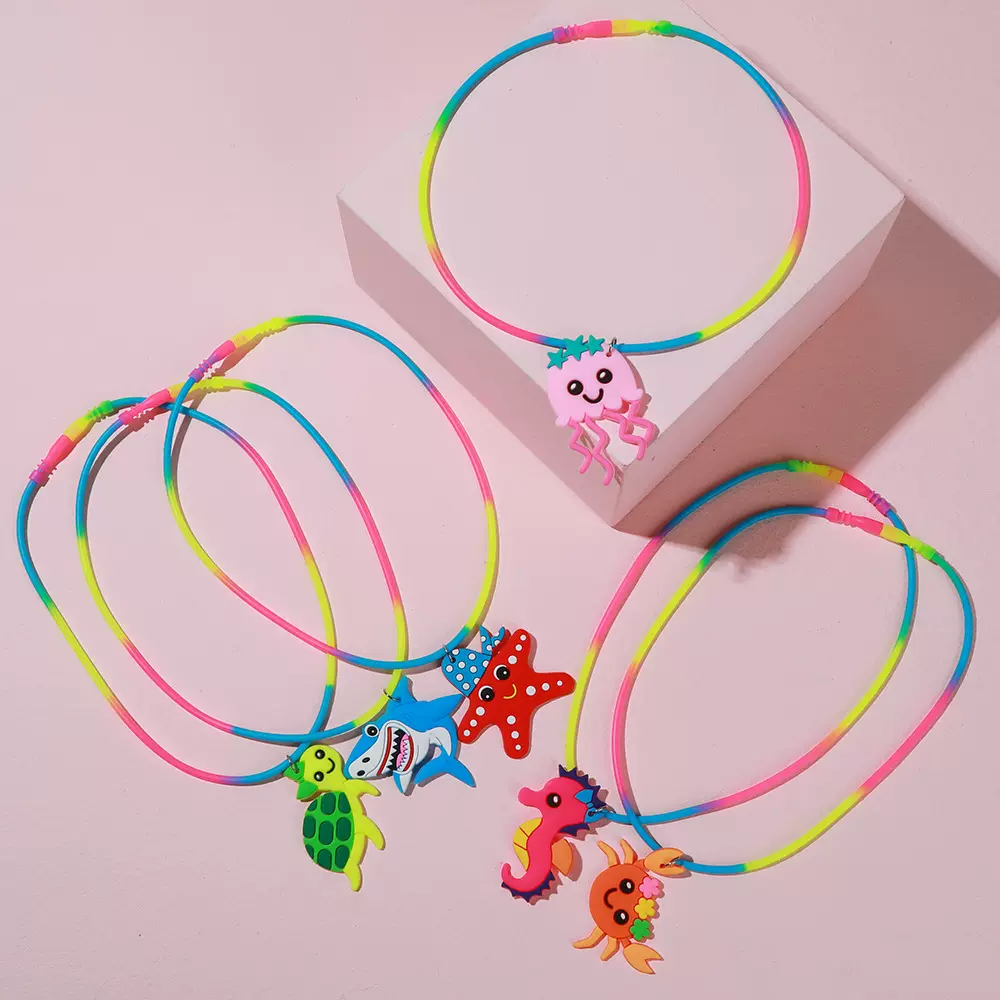 海洋世界动物硅胶项链 PVC项圈儿童卡通萌趣项链首饰玩具小礼品