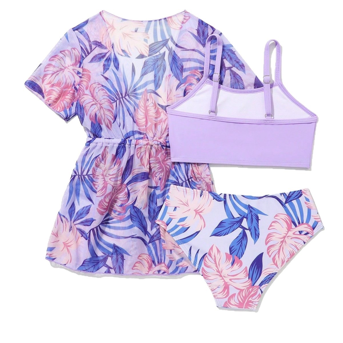Children's Style Bikini Fashion Two Piece Triangle Swimsuit Printed Three Piece Set Style Toddler Girls Clothing (3-7Y)_voghion.com