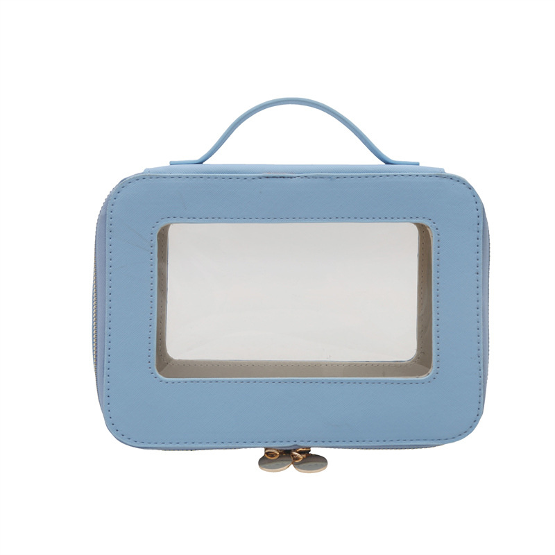 Bolso de Mano Transparente para Maquillaje de PU y PVC para Viajes y Uso Diario