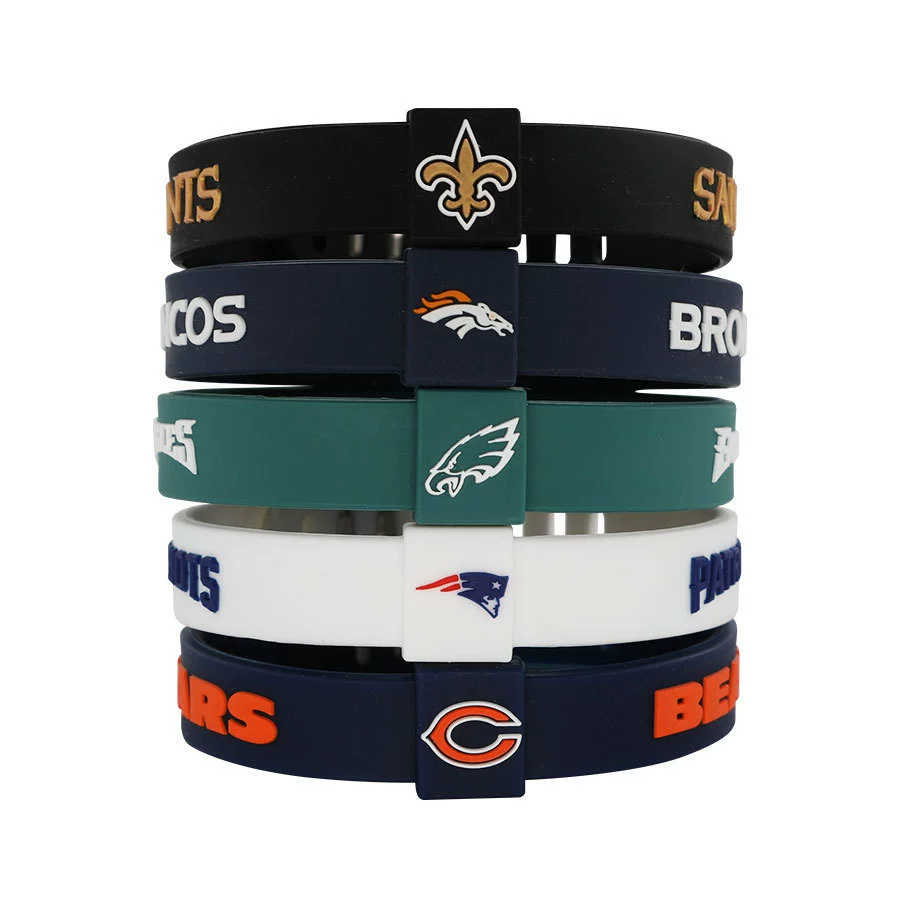 Медведь Орел Святые Мустанг Патриот регби силиконовый браслет Регулируемый спортивный металлический браслет