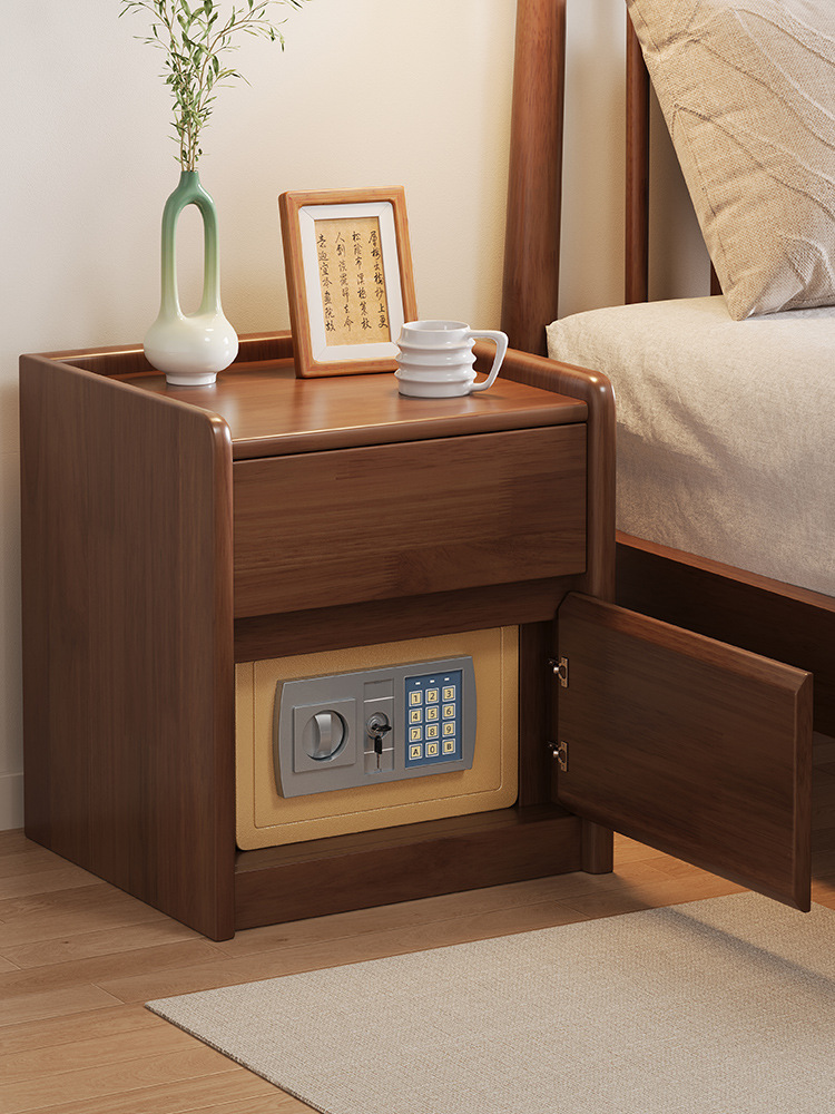 实木床头柜保险箱一体小型智能带指纹密码保险柜卧室家用储物柜子
