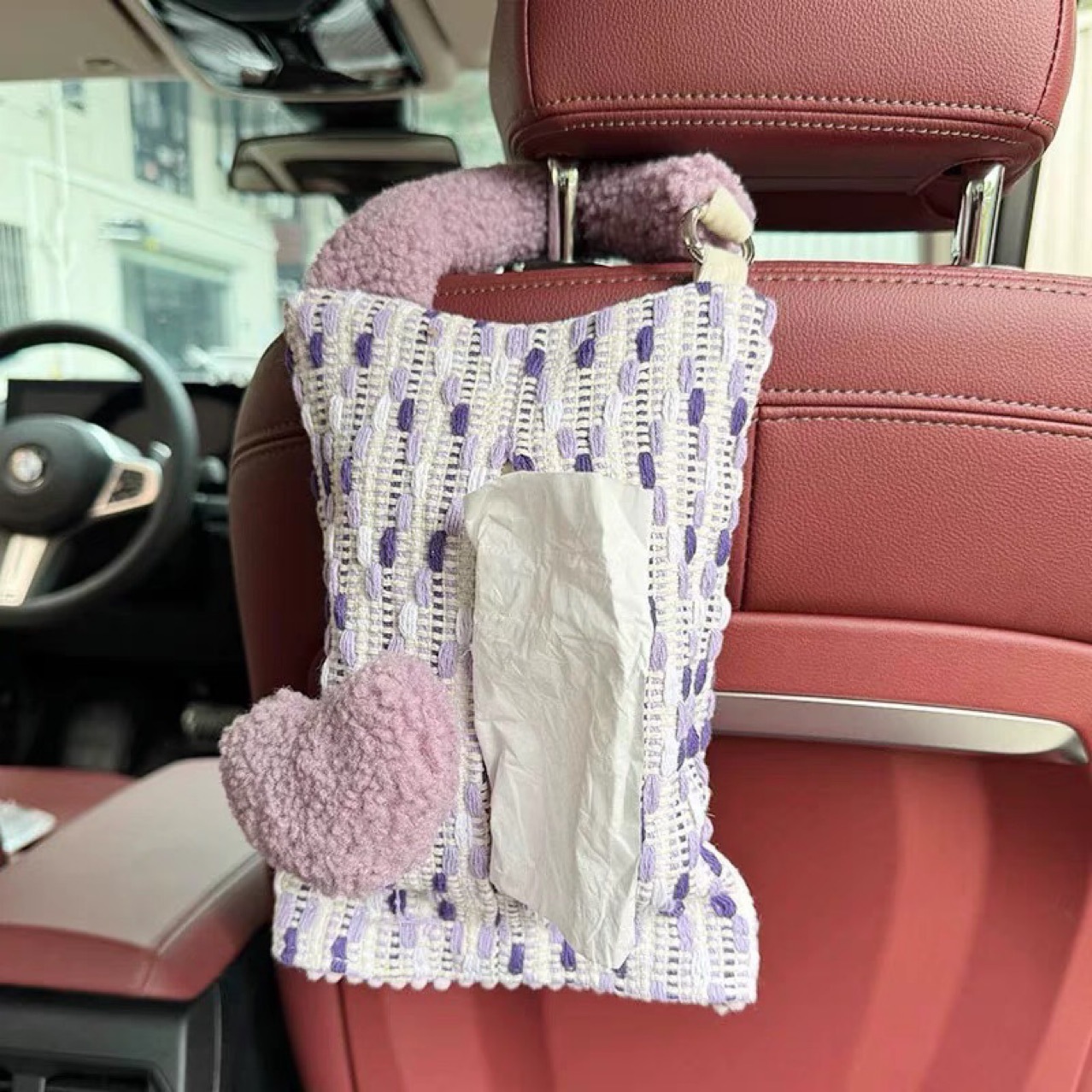 Creative Car Tissue Box with a High-End Feel, Cute Floppy-Eared Rabbit, Trendy High-Value Car Tissue Holder, Fabric Art