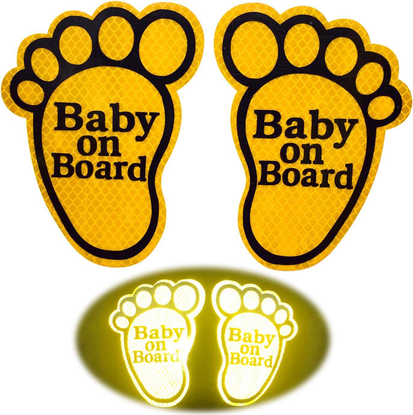 Signos de seguridad reflectantes de alta intensidad Baby on Board Stickers verde fluorescente image 7