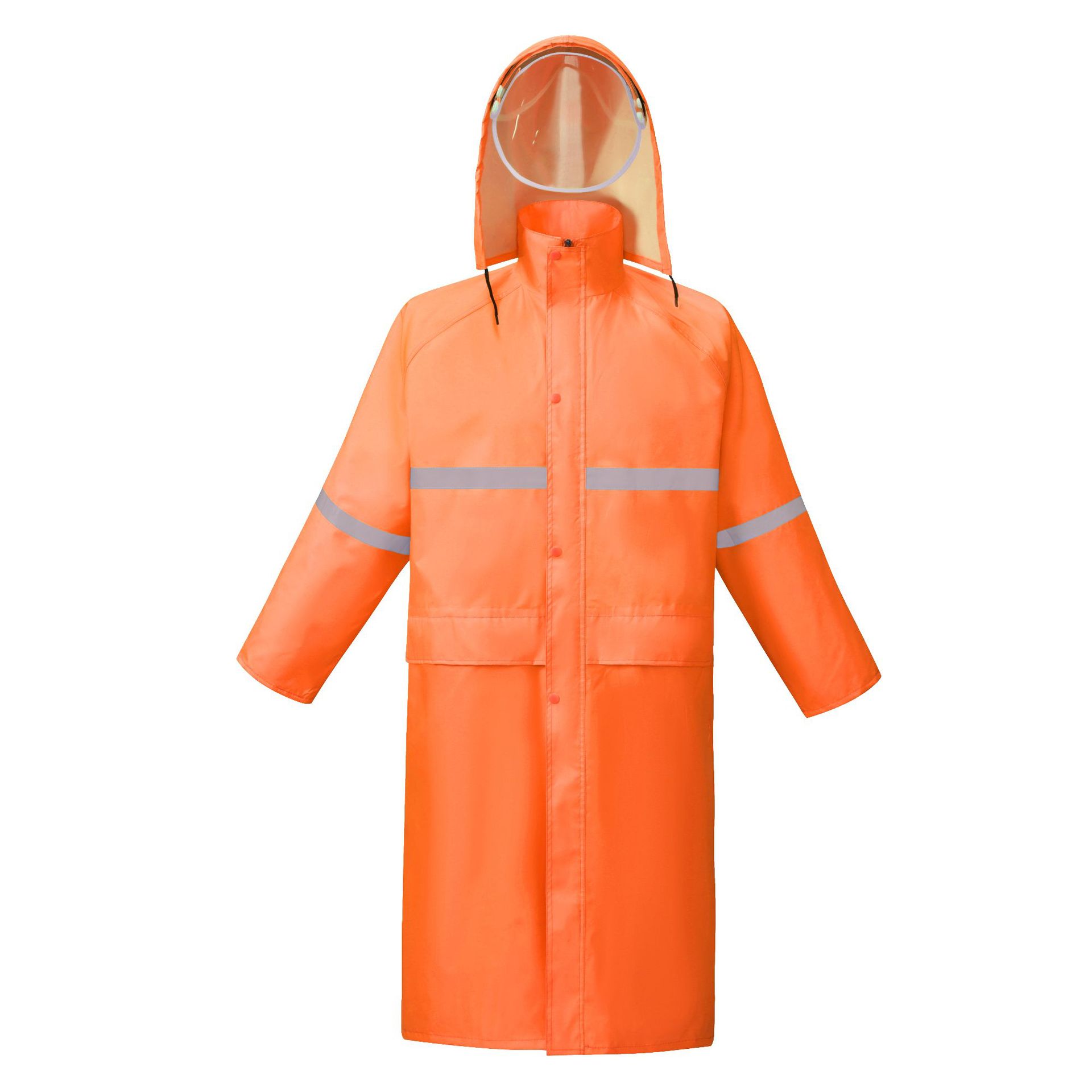Una chaqueta de lluvia larga y gruesa a prueba de tormentas de todo el cuerpo caminando en servicio sanitario al aire libre chaqueta de lluvia de emergencia reflectante