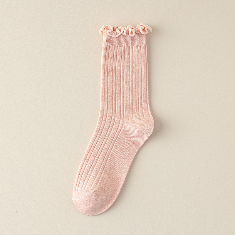 Zhuangyan calcetines de algodón de color sólido de verano para mujeres hongo borde antiolor absorción de sudor calcetines de pila calcetines al por mayor