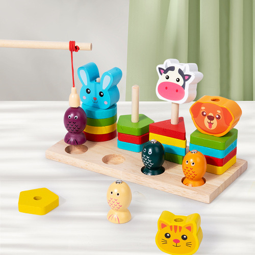 Children's geometric shape matching magnetic fishing male and female children's intellectual development baby educational toys 1-2-3 years old