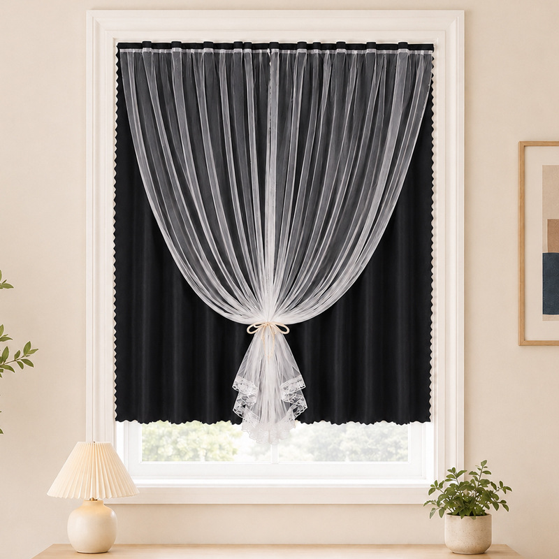 Cerradura especial sin agujeros cortina de velcro ventana flotante cortina autoadhesiva de alquiler cortina simple