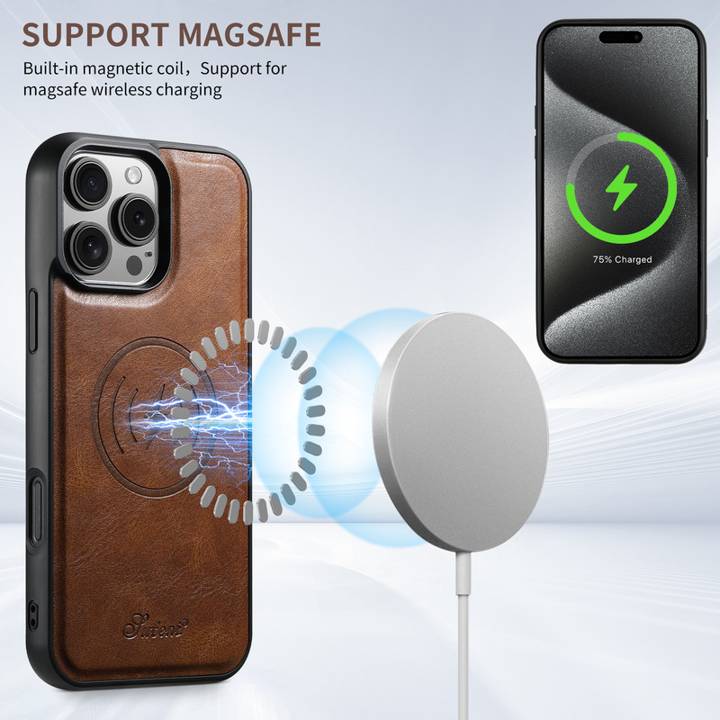 Suitable for Iphone17Pro Mobile Phone Case, Magsafe Wireless Charging and Magnetic Suction, Samsung S26Ultra Protective Leather Case Suitable for Iphone17Pro Mobile Phone Case, Magsafe Wireless Charging and Magnetic Suction, Samsung S26Ultra Protective Leather Case