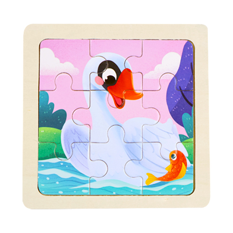 Fábrica directa de niños pequeños 9 piezas de dibujos animados de madera plano rompecabezas puzzle puzzle juguetes de educación temprana para bebés image 45