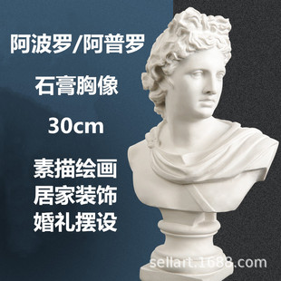 Aproplaster statue head portrait Apollo chest statue art sketch figure portrait sketch decoration model statue