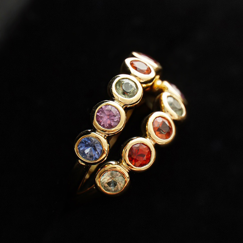 Fashion Round Sterling Silver Plating Zircon Rings