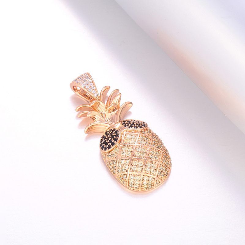 Colgante de Piña de Aleación de Cobre y Circona Artificial Chapado en Oro de 18K image 5