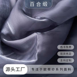 百合缎芙蓉缎面童装女装汉服欧根纱面料Lolita表演服饰品布料婚纱